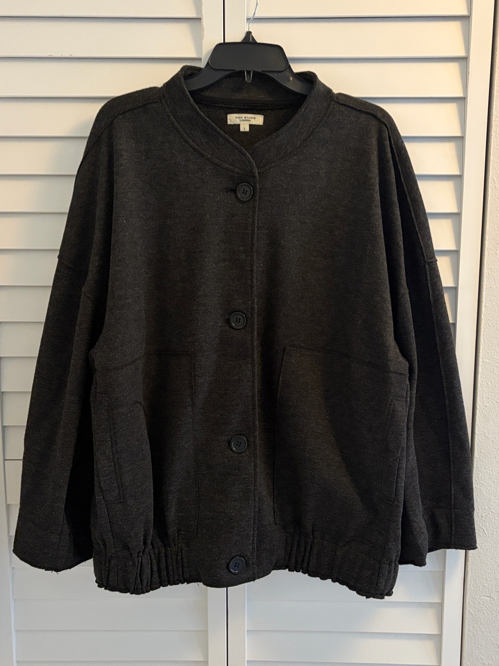 Max Studio Button-Front Jacket in Black